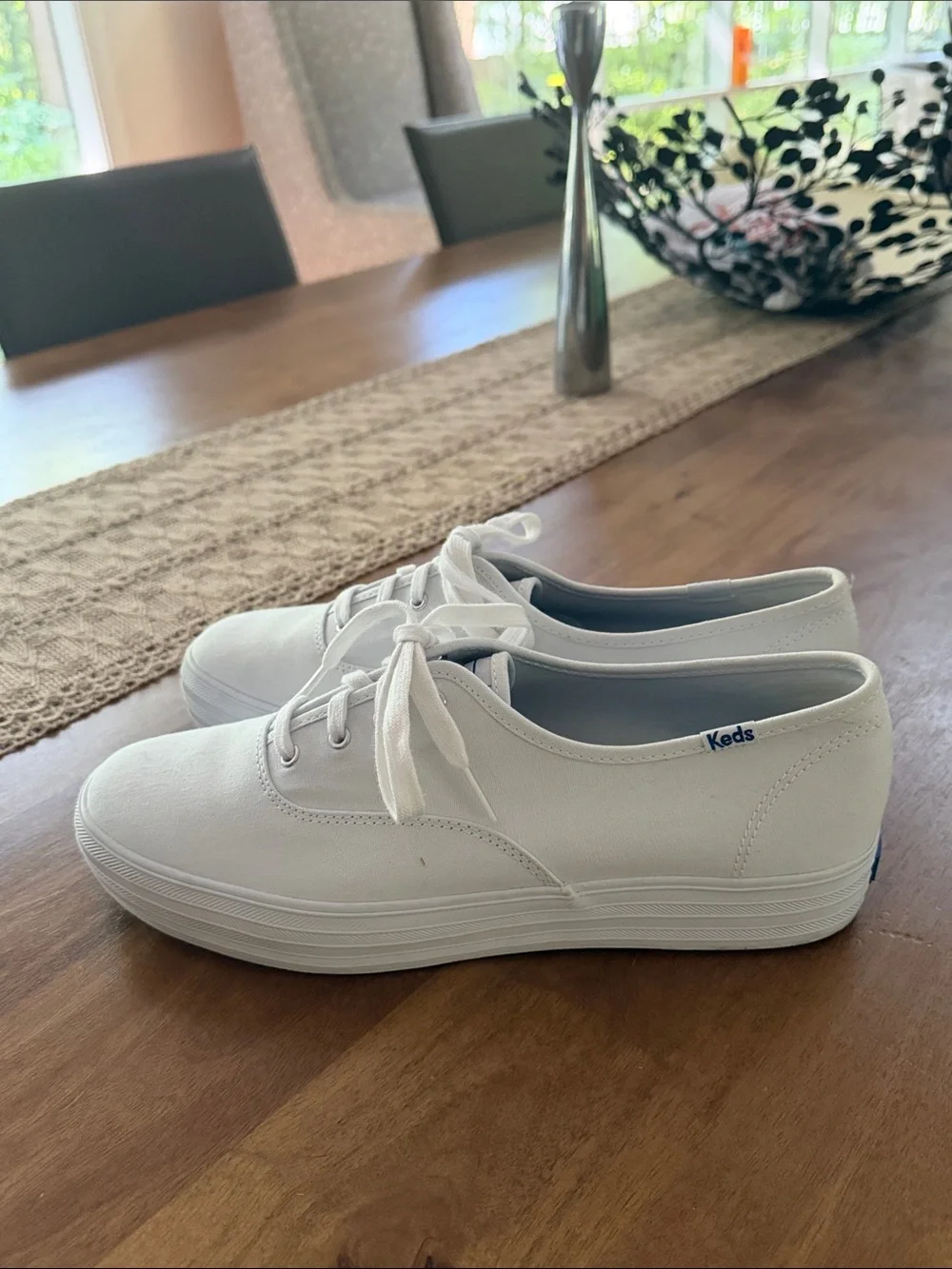 Keds White Low-Top Canvas Platform Sneakers